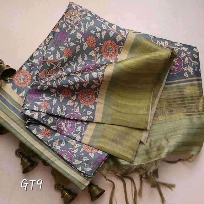 kalamkari Printed Handloom Soft Silk Saree