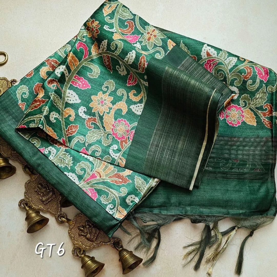 kalamkari Printed Handloom Soft Silk Saree