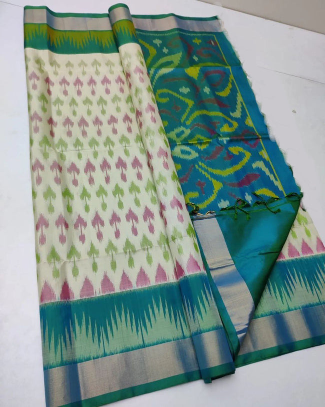 ikkat Printed Handloom Soft Silk Saree