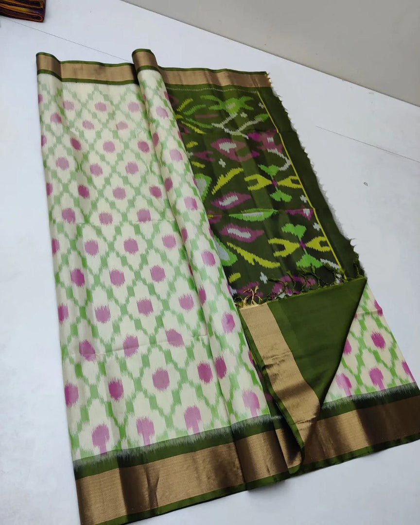 ikkat Printed Handloom Soft Silk Saree